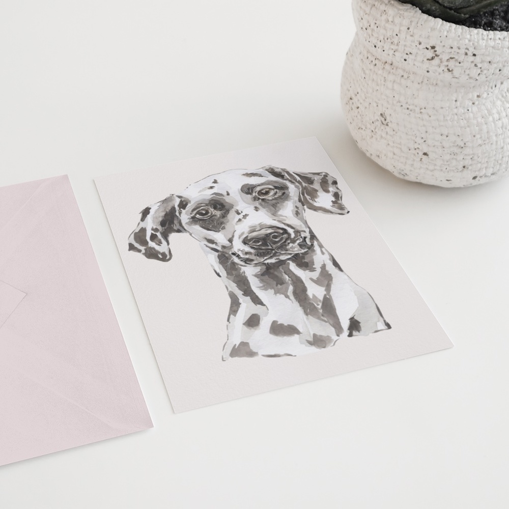 Watercolor Dalmatian Black Dog Wall Art Illustration Print Poster Card Unframed - Picture 6 of 7